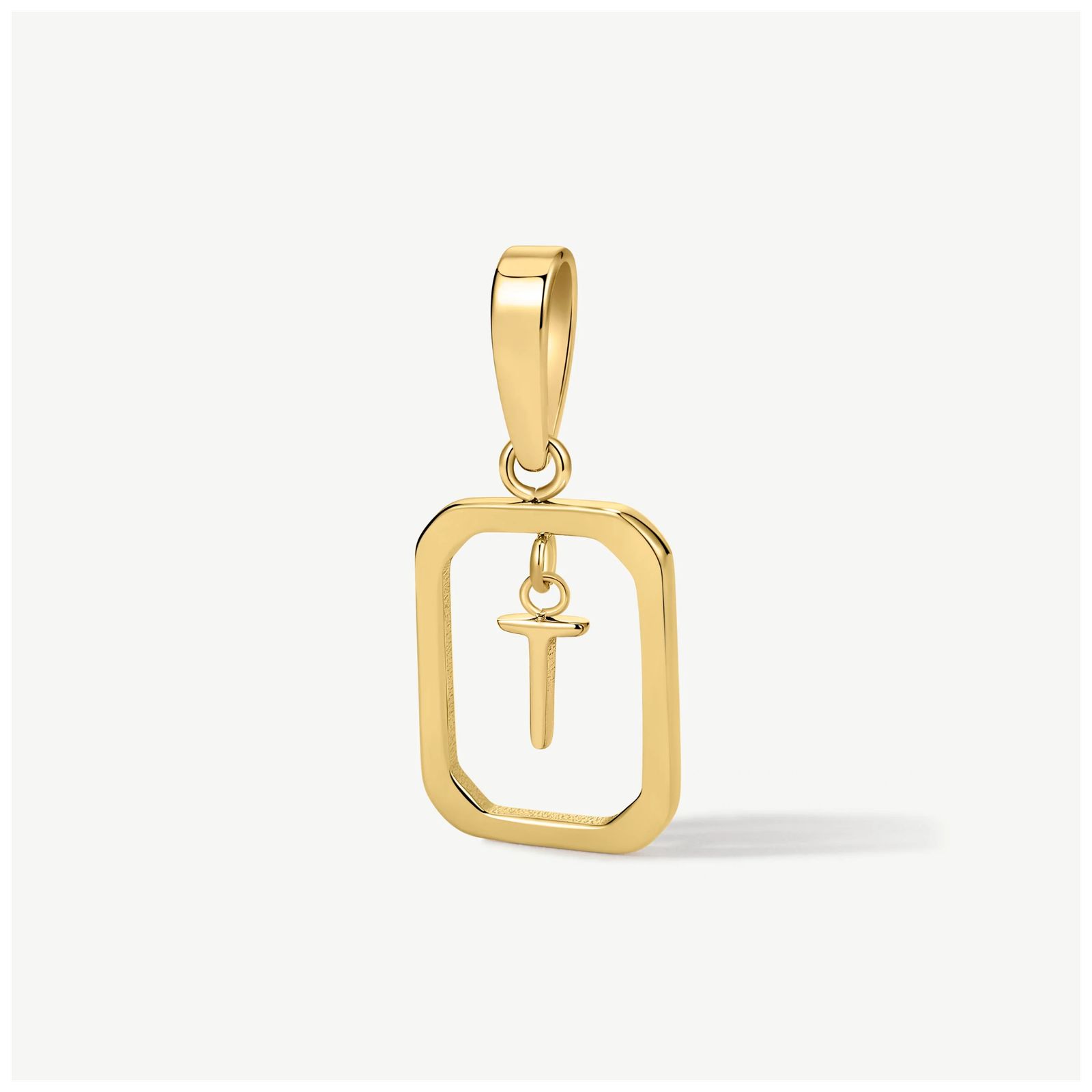 D.LOUISE CH-18-20 Gold Tone Floating Initial Pendant - T Jewellery
