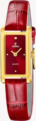 Festina Mademoiselle Quartz (25mm) Red Sunray Dial / Red Leather Strap F20770/3