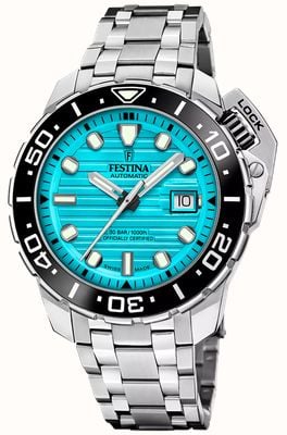 Festina Swiss Made Automatic COSC Diver (47.3mm) Blue Dial / Stainless Steel Bracelet SET F20043/5