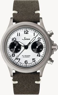 Sinn 356 Pilot Classic W Bicompax (38.5mm) Matt-Silk White Dial / Brown Leather 356.0201 LEATHER