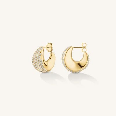 Rosefield Jewellery Pavé Half Moon Hoops Gold Plated JEPMG-J1224