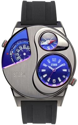 STORM Men's Navitrek (45mm) Blue Lazer Silver Dial / Black Rubber Strap 47538/LB