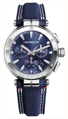 Herbelin Men's Newport Chronograph (40.5mm) Blue Dial / Blue Fabric Strap 37658AP15BL