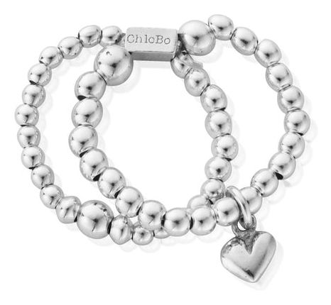 ChloBo SR2D1199 Mini Puffed Heart Double Ring - Medium Jewellery