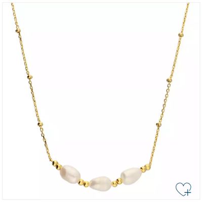 CME Leicester Limited JAMES MOORE Silver Gold Plated 3 Pearl Bead Necklace H4916/Y