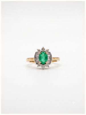 9ct Yellow Gold Emerald Diamond Ring JM5315