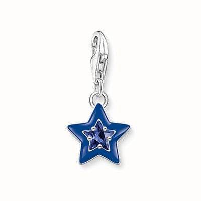 Thomas Sabo Silver Blue Cold Enamel Sapphire Blue Stone Star Charm 2043-496-7