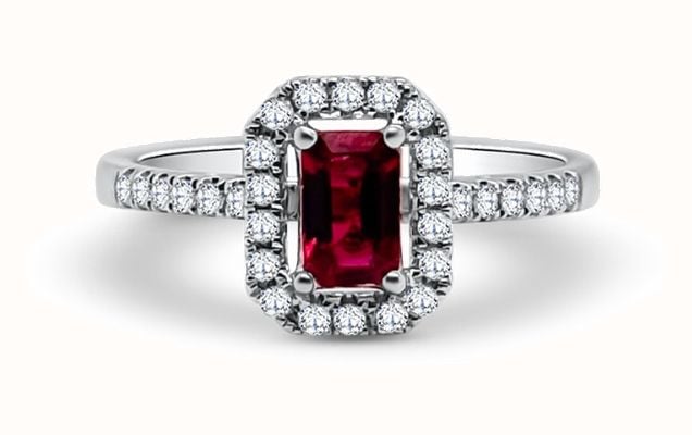 James Moore Clarity Platinum Ruby 0.48ct And Dia 0.27ct Halo Ring J68888