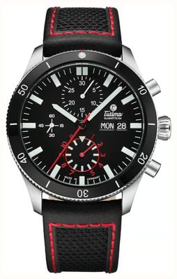 Tutima Glashütte Grand Flieger Airport Automatic Chronograph (41mm) Velvet-Black Dial / Black Kevlar Strap 6407-05