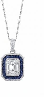 Clarity Jewellery Platinum Diamond 0.28ct Sapphire 0.33ct Cluster Pendant CP300150S