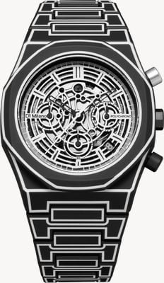 D1 Milano Polychrono Black Sketch (40.5mm) Skeleton Dial / Black Polycarbonate Strap PHBJ14