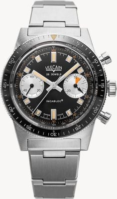Vulcain Skindiver Chronograph Automatic (39.7mm) Black Dial / Stainless Steel Bracelet Watch 590176A07.BHM286
