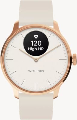 Withings ScanWatch Light - Hybrid Smartwatch (37mm) White Dial + Rose Gold / White Premium Sport Band Watch HWA11-MODEL 1-ALL-INT