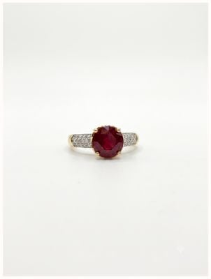 18ct Yellow Gold 1.75ct Ruby & Diamond 0.40ct Ring Pave Set J8224