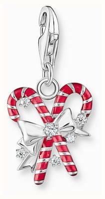 Thomas Sabo Candy Canes Red Enamel Sterling Silver Charm Pendant 2197-041-7