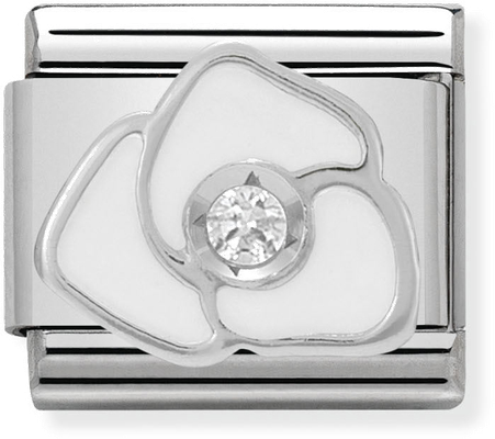 Nomination Composable CL SIMBOLS Stainless Steel Enamel 1 Cub. Zirc And 925 Silver WHITE Rose 330305/06