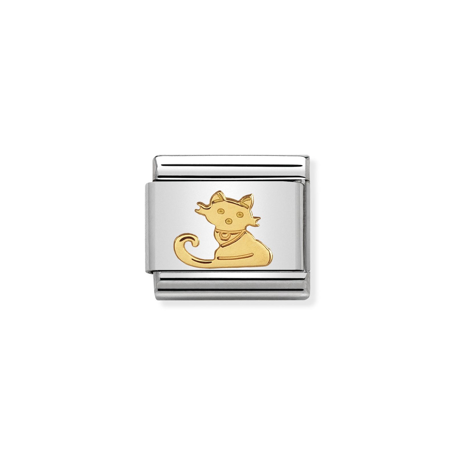 Nomination 030112/32 Classic Seated Cat 18ct Gold & Steel Jewellery