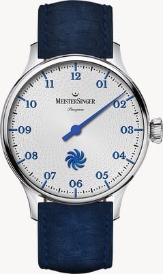 MeisterSinger Pangaea Automatic (40mm) Silver-Grey Fermata Dial / Dark-Blue Leather Strap PDS901B-SF04
