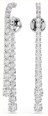 Swarovski Matrix Drop Earrings, Gradient of Round Cuts, White, Rhodium Plated 5709257