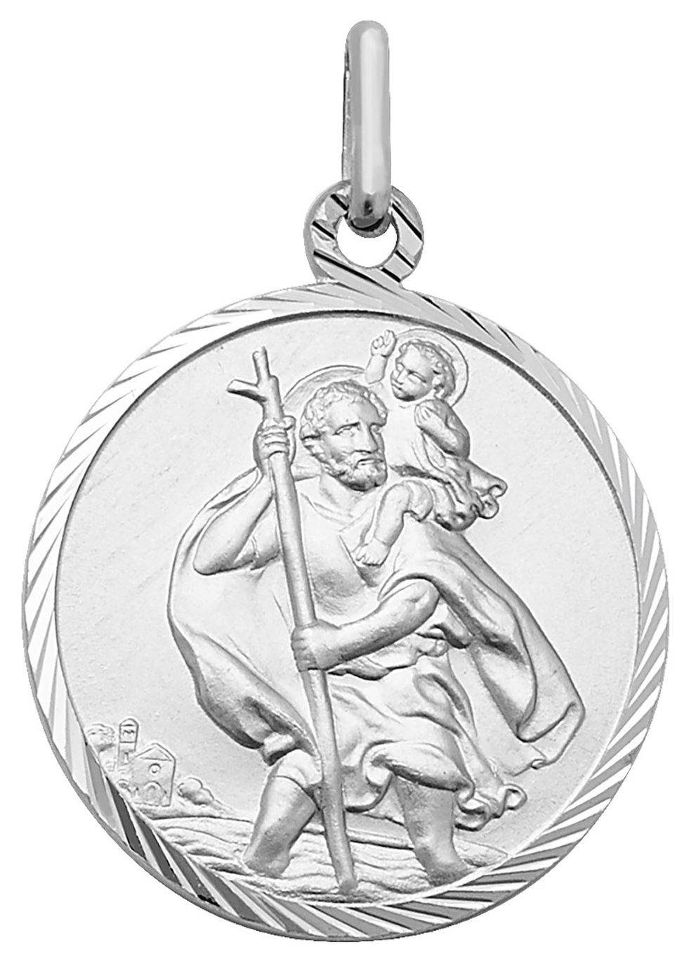 James Moore TH G6962 Silver St Christopher Diamond Cut Jewellery