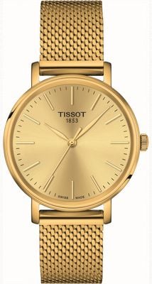 Tissot Everytime Lady | Gold Dial | Gold Steel Mesh Bracelet T1432103302100