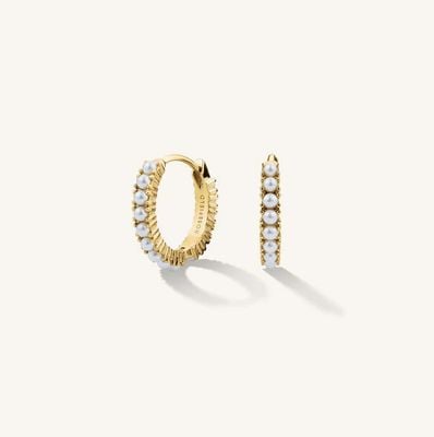 Rosefield Jewellery Mini Pearl Gold Huggies Earrings JEMPG-J805