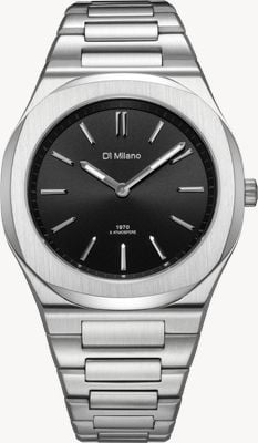 D1 Milano Ultra Thin Groovy Black (39mm) Black Sunray Dial / Stainless Steel Bracelet UHBJ01