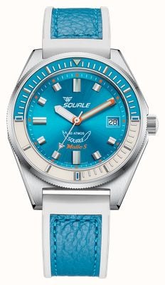 Squale Matic S Automatic (39mm) Sunray Light Blue 313C Dial / Light Blue HydroLeather Strap MATICLBWLB.RLWLB