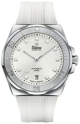 Tutima Glashütte M2 Seven Seas S Automatic (40mm) Matte-White Décor Dial / White FKM Rubber Strap 6156-25