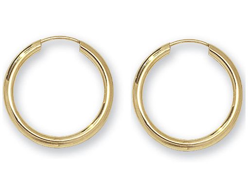 James Moore TH ES121 9ct Yellow Gold Sleeper Hoop Earrings Jewellery
