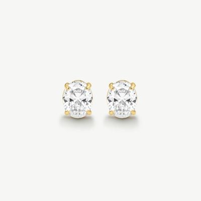 D.LOUISE Gold Tone Waterproof Bold Oval Solitaire Studs NAE-41