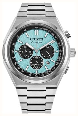 Citizen Zenshin Super Titanium 'Zenshin Chrono' (42mm) Light  Turquoise  Dial / Super Titanium Bracelet CA4610-85M