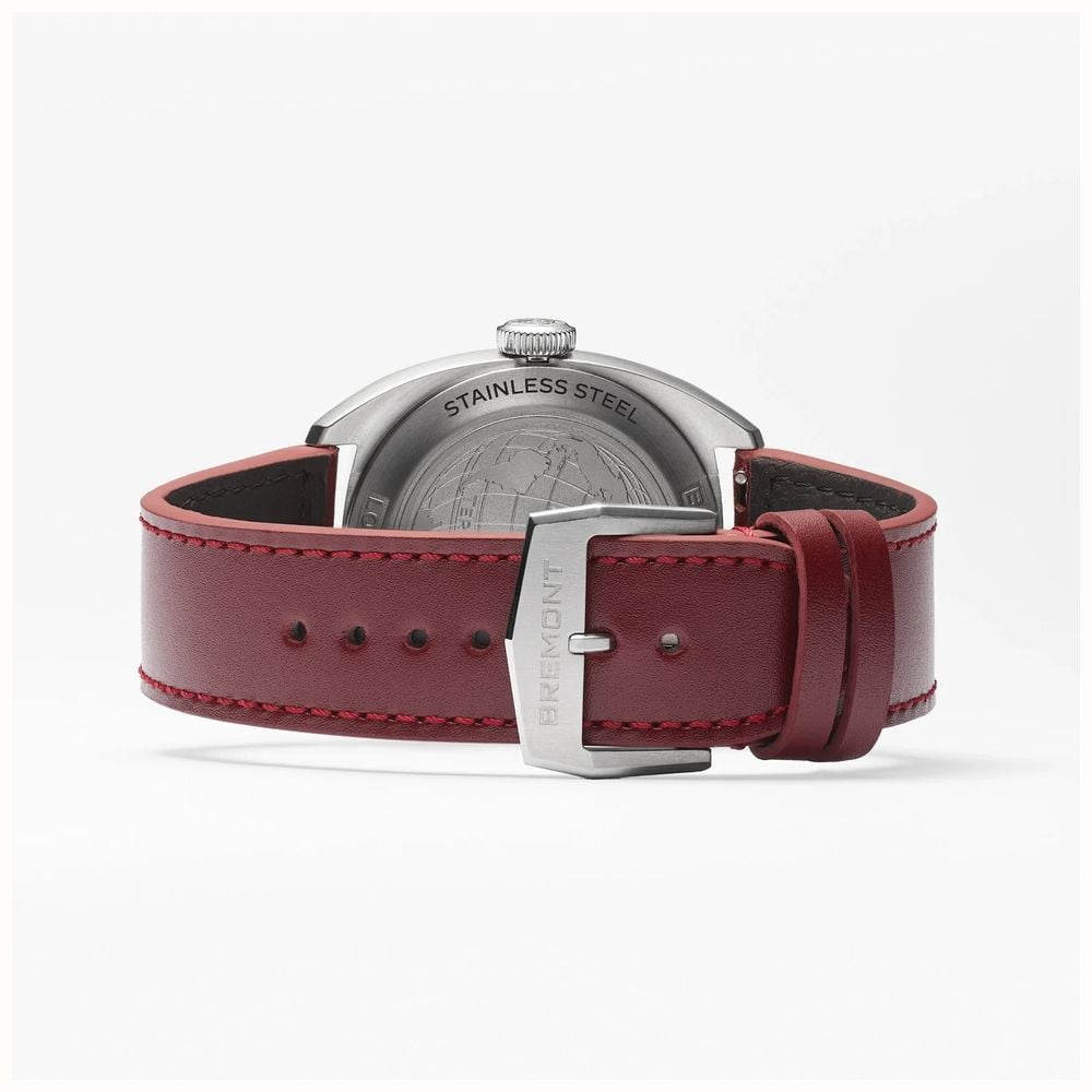 Bremont Terra Nova Jumping Hour Automatic (40.5mm) Burgundy Sunray Lacquered Dial / Burgundy Leather Strap TN40-JH-SS-BG-L-S - alternate view 4