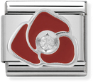 Nomination Composable CL SIMBOLS Stainless Steel Enamel 1 Cub. Zirc And 925 Silver RED Rose 330305/05
