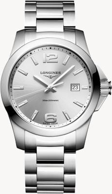 LONGINES Conquest Quartz (41mm) Silver Dial / Stainless Steel Bracelet Watch EX DISPLAY L37594766