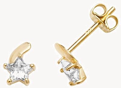 Treasure House 9k Yellow Gold Cubic Zirconia Star Earrings ES603