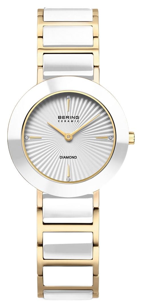 Bering 11429-758 Ceramic (29mm) White Sunray Dial / Gold PVD Watch