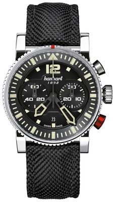 Hanhart PRIMUS Pilot Automatic Chronograph (44mm) Black Dial / Black Textile Strap - M 740.210-3020