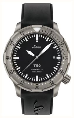 Sinn T50 Titanium Diving Watch (Captive Safety Bezel) Black Silicone With Pin Buckle 1052.010-PIN-BUCKLE-BLACK-SILICONE