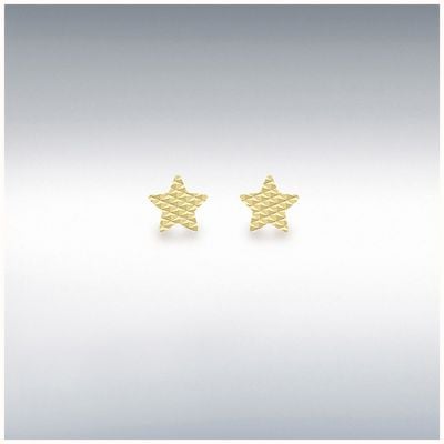 IBB 9ct Yellow Gold Diamond Cut Star Stud Earings 1.55.9179