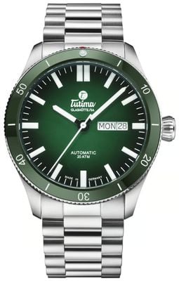 Tutima Glashütte Grand Flieger Airport Automatic (41mm) Green Dégradé Dial / Stainless Steel Bracelet 6107-04