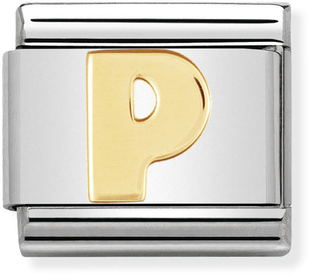 Nomination Classic Letter P 18ct Gold & Steel Charm 030101/16