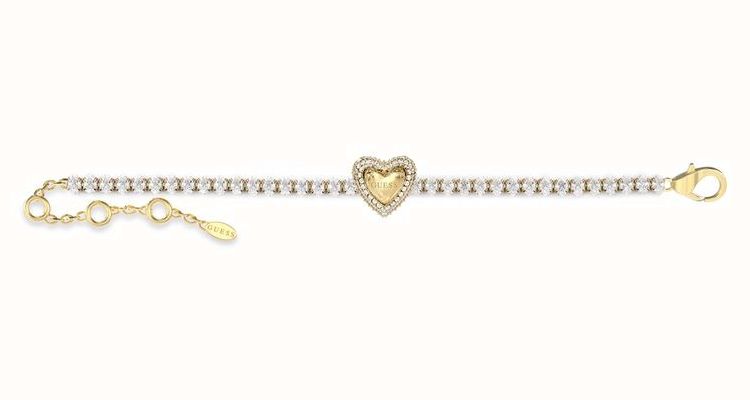 Guess Beloved Pave Heart Tennis Bracelet UBB06093YGL