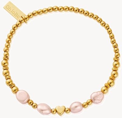 ChloBo 'With Love' Pink Pearl Bracelet - 18ct Gold Plated GBFRPP
