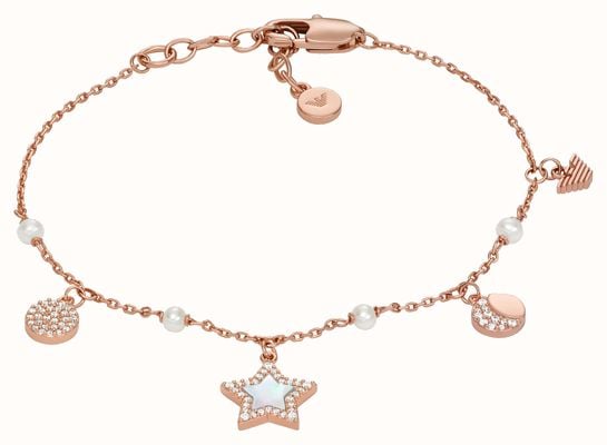 Emporio Armani Women's Rose Gold-Tone Star Charm Brass Bracelet EGS3107221