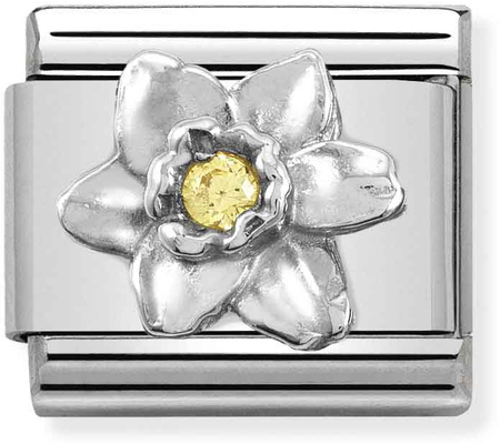 Nomination Composable CL Symbols Stainless Steel Silver 925 And Cubic Zirconia Daffodil 330311/14