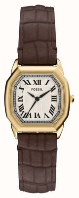 Fossil Harlow Three-Hand (27mm) Cream Dial / Brown Croco-Embossed Leather Strap ES5426