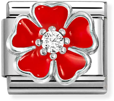 Nomination Classic - Red Enamel Flower Charm with Cubic Zirconia 330321/20