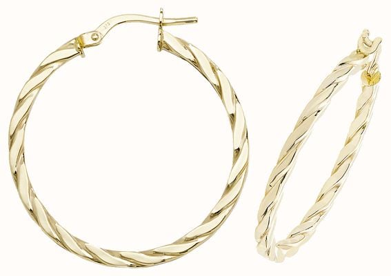 James Moore TH 9ct Yellow Gold 25mm Hoop Earrings ER1041-25