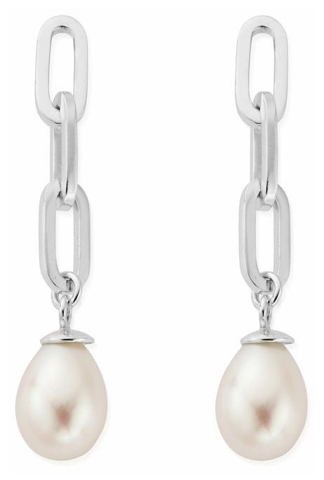 ChloBo CC-S-ER-8-S1 Mini Link Pearl Drop Earrings – 925 Jewellery